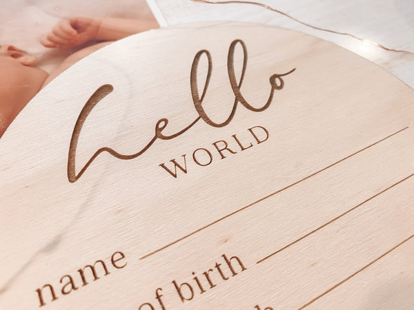 BABY BIRTH ANNOUNCEMENT - HELLO WORLD ARCH