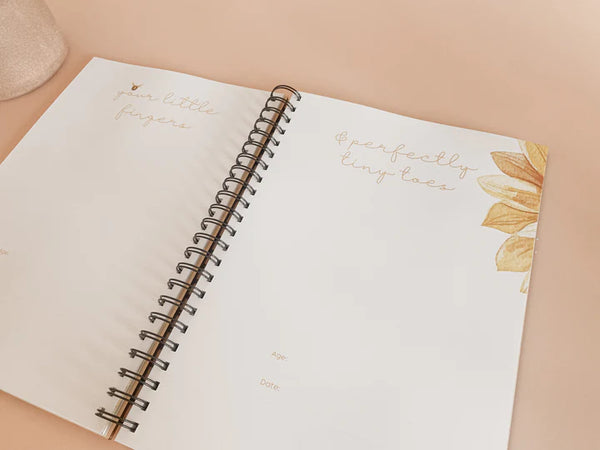 WOODEN PERSONALISED BABY MEMORY BOOK: SUNFLOWER
